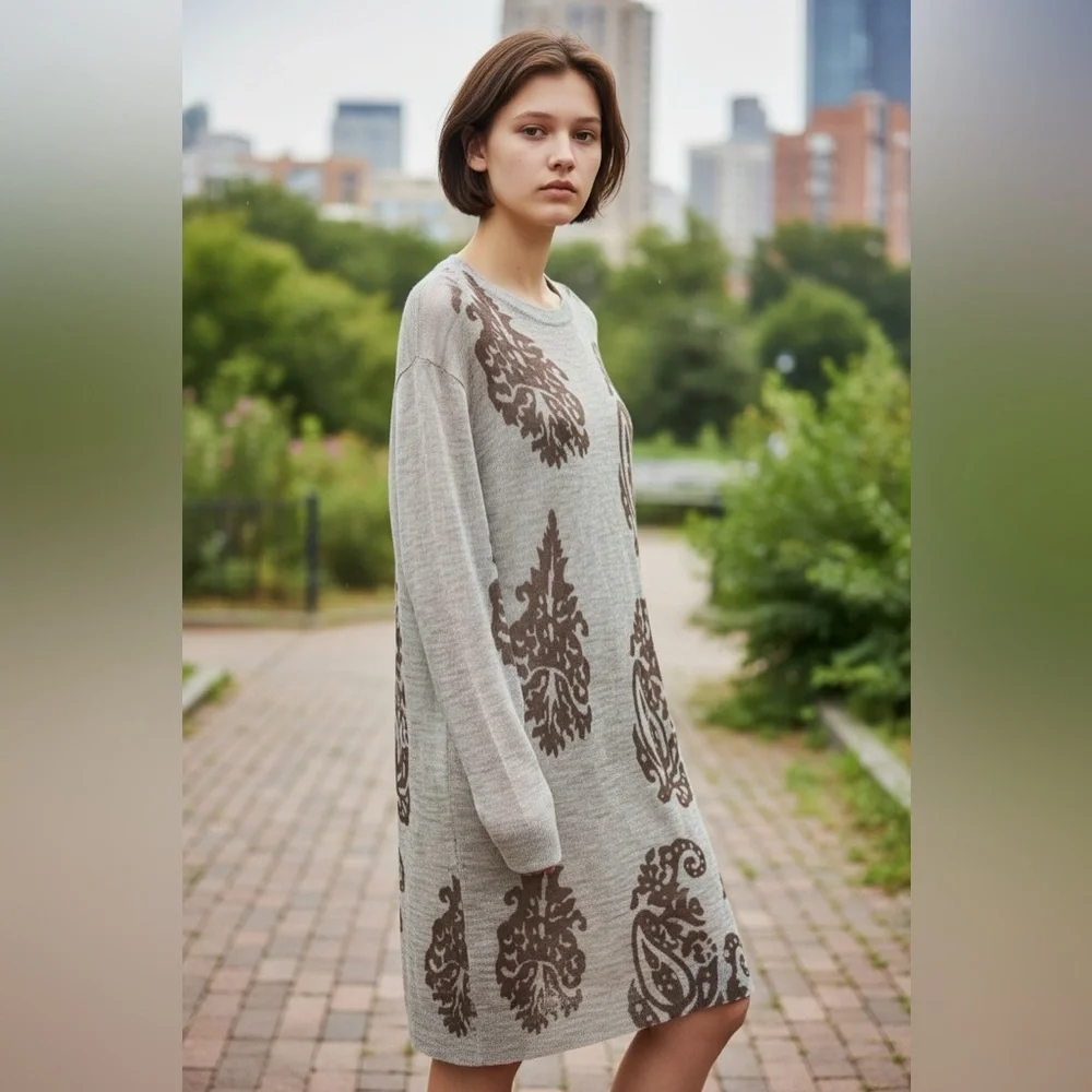 Dries Van Noten grey alpaca and wool blend knit dress - Picture 7 of 12